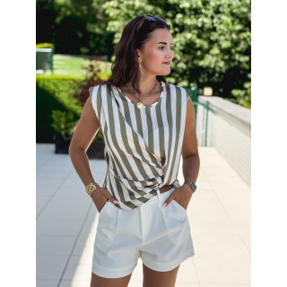 Blouse lignée Hawa - Kaki/Ecru