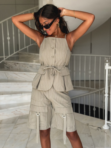 Blouse lignée Anaé - Kaki