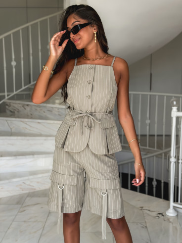 Blouse lignée Anaé - Kaki