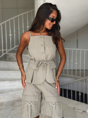 Blouse lignée Anaé - Kaki