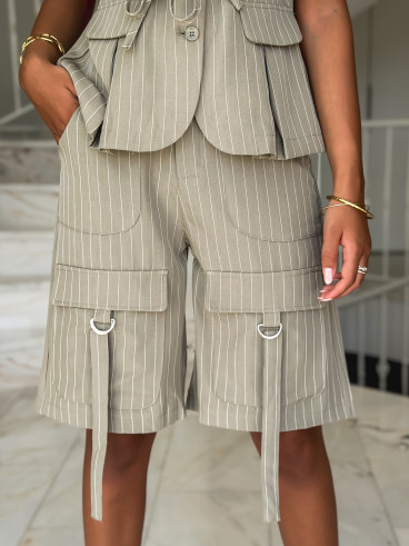 Short ligné Anaé - Kaki