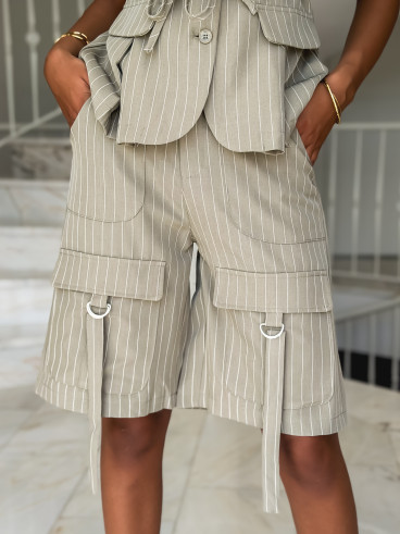 Short ligné Anaé - Kaki