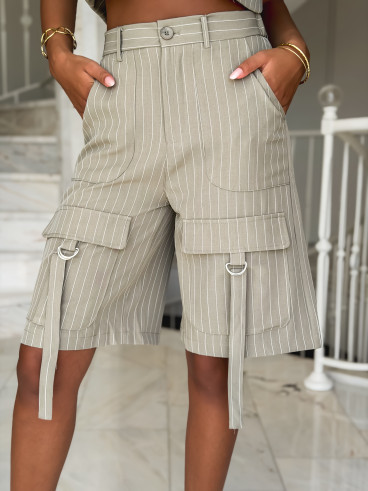 Short ligné Anaé - Kaki