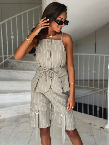 Short ligné Anaé - Kaki