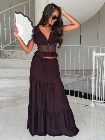 Jupe longue Lisona - Marron