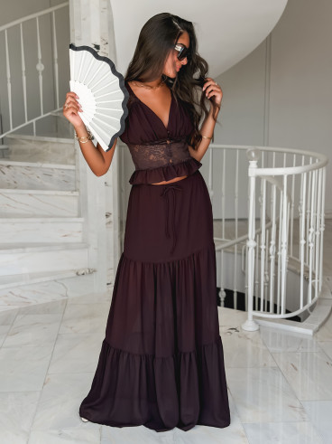 Jupe longue Lisona - Marron