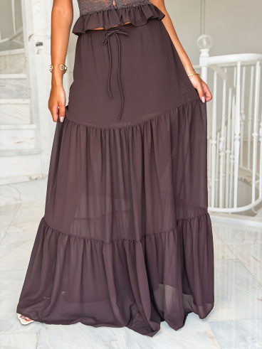 Jupe longue Lisona - Marron