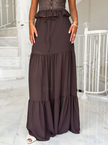 Jupe longue Lisona - Marron