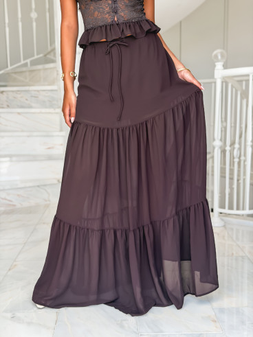 Jupe longue Lisona - Marron