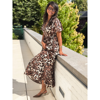 Robe longue léopard Méloria - Chocolat