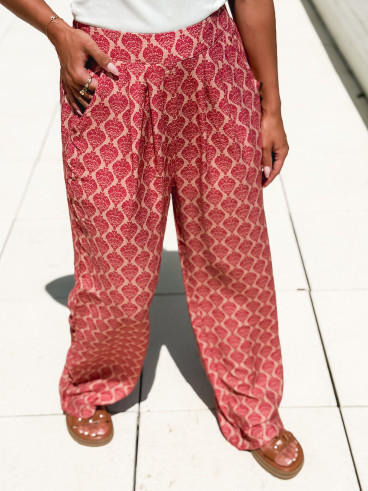 Pantalon à motifs Marthe - Fuchsia