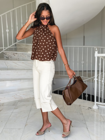 Blouse à pois Viviana - Chocolat/Beige