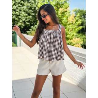 Blouse à carreaux Manolie - Chocolat/Blanc