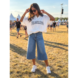 T-shirt "Fearless" - Blanc/Jeans