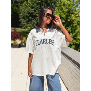 T-shirt "Fearless" - Blanc/Jeans