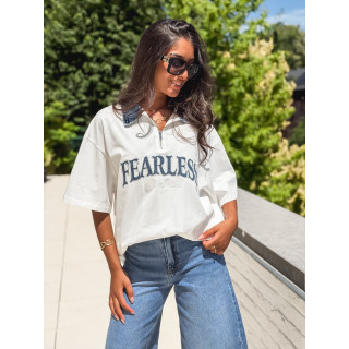 T-shirt "Fearless" - Blanc/Jeans
