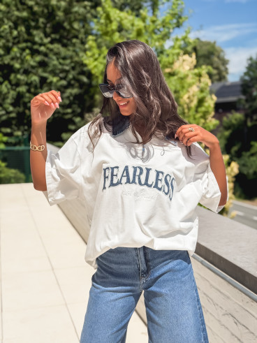 T-shirt "Fearless" - Blanc/Jeans