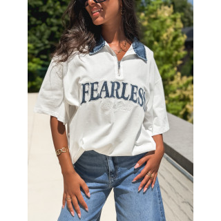 T-shirt "Fearless" - Blanc/Jeans