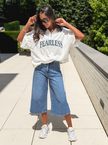 T-shirt "Fearless" - Blanc/Jeans
