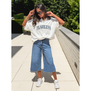 T-shirt "Fearless" - Blanc/Jeans