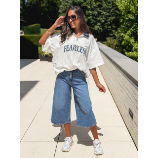 T-shirt "Fearless" - Blanc/Jeans