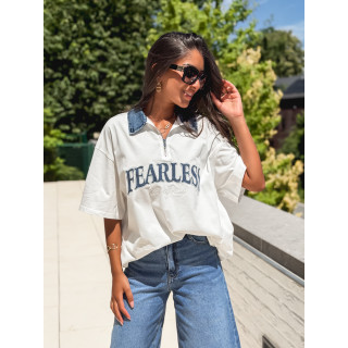 T-shirt "Fearless" - Blanc/Jeans