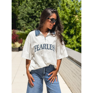 T-shirt "Fearless" - Blanc/Jeans