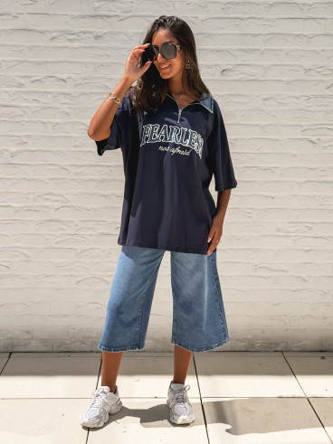 T-shirt "Fearless" - Bleu marine/Jeans