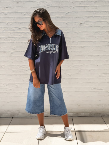 T-shirt "Fearless" - Bleu marine/Jeans