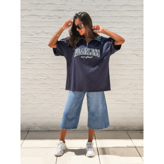 T-shirt "Fearless" - Bleu marine/Jeans
