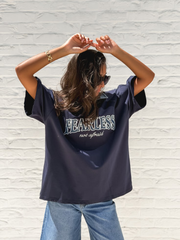 T-shirt "Fearless" - Bleu marine/Jeans