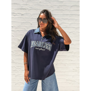 T-shirt "Fearless" - Bleu marine/Jeans