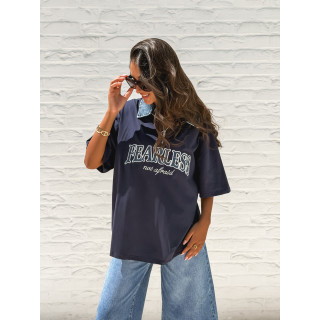 T-shirt "Fearless" - Bleu marine/Jeans