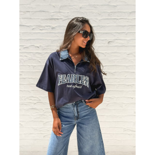 T-shirt "Fearless" - Bleu marine/Jeans