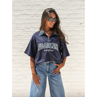 T-shirt "Fearless" - Bleu marine/Jeans