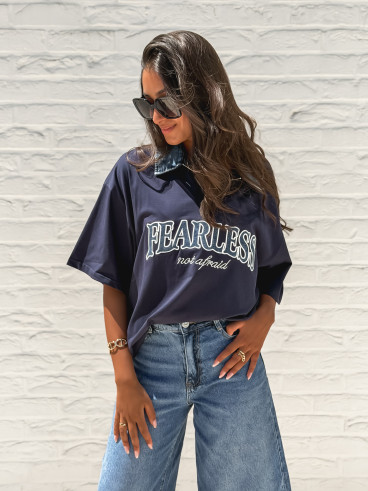 T-shirt "Fearless" - Bleu marine/Jeans