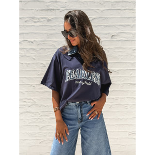 T-shirt "Fearless" - Bleu marine/Jeans