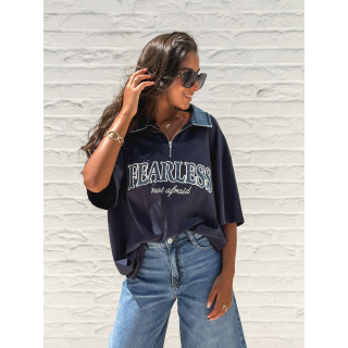 T-shirt "Fearless" - Bleu marine/Jeans
