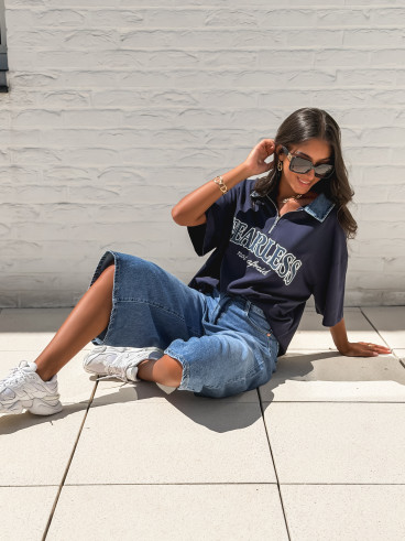 T-shirt "Fearless" - Bleu marine/Jeans