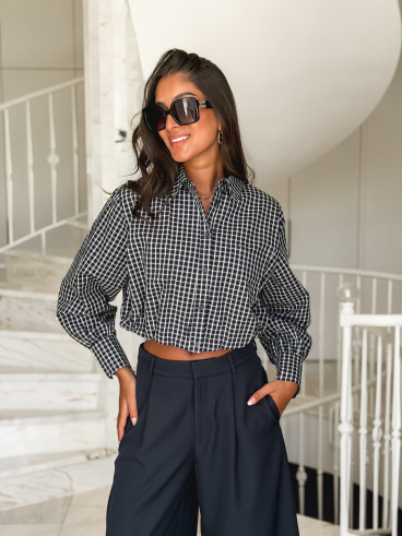 Crop chemise Gianna - Bleu marine