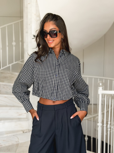 Crop chemise Gianna - Bleu marine
