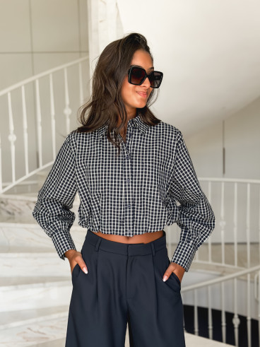 Crop chemise Gianna - Bleu marine