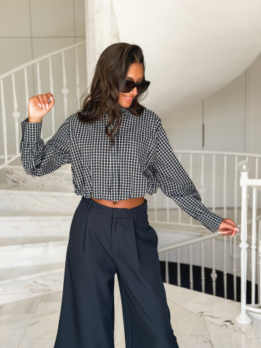 Crop chemise Gianna - Bleu marine
