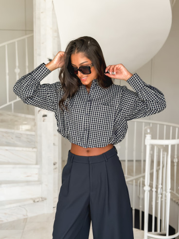 Crop chemise Gianna - Bleu marine