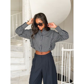 Crop chemise Gianna - Bleu marine