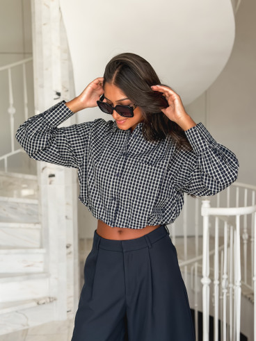 Crop chemise Gianna - Bleu marine
