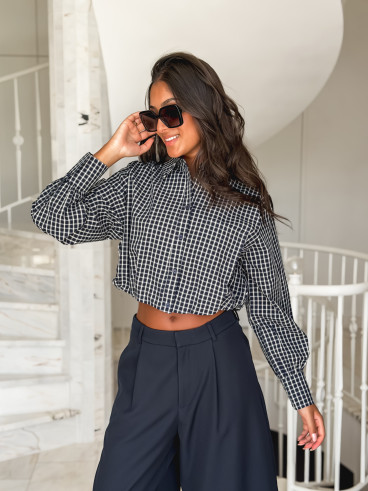 Crop chemise Gianna - Bleu marine