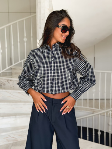 Crop chemise Gianna - Bleu marine