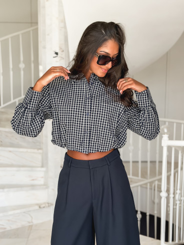 Crop chemise Gianna - Bleu marine