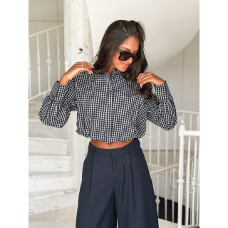 Crop chemise Gianna - Bleu marine